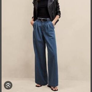 Banana Republic Luxe High Rjse Wide Leg Pleated Trouser Jeans NWT